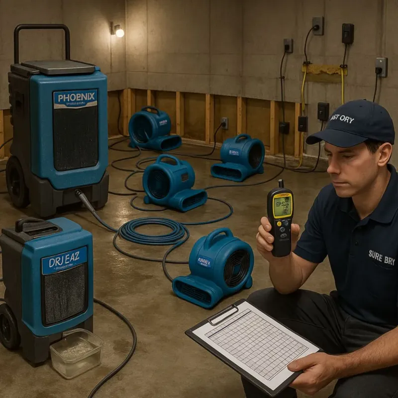 Structural Drying and Dehumidification process in Mount Pleasant, NC